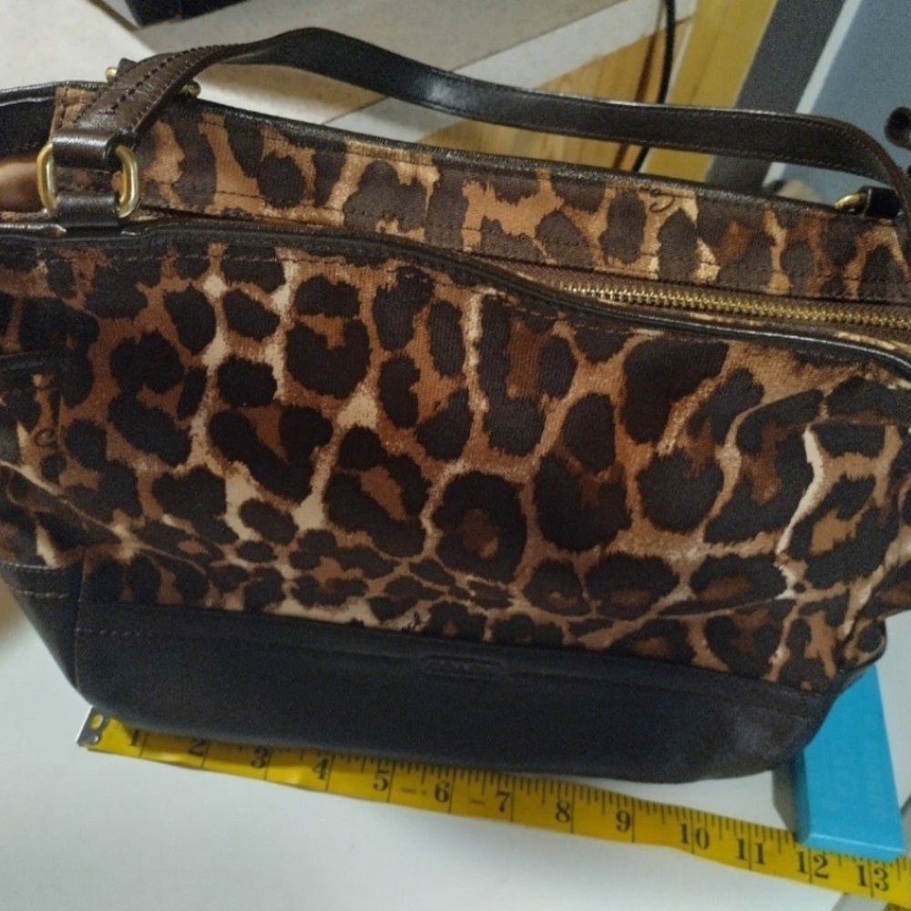 Coach Leopard Print Shoulder Bag - Brown/Black